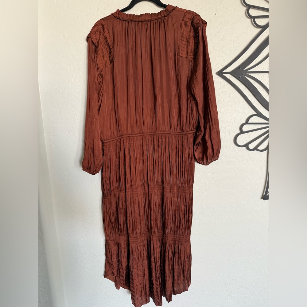 CHICO’S Wrinkle Pleat Dress in Rich Mahogany - NEW w/ Tags - Size 3 - Picture 4 of 8